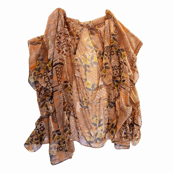 Free People Velvet Sheer Drape Cardigan/Shawl - Picture 2 of 15